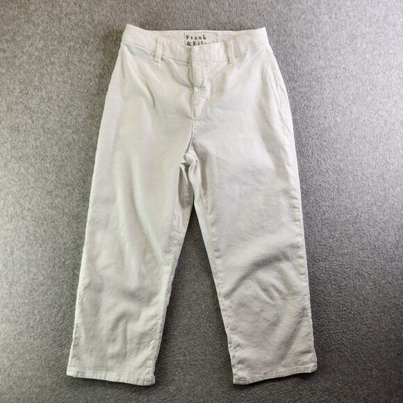 Frank Eileen Pants Womens 2 White Kinsale Cropped Ankle Linen Blend Stretch - Picture 15 of 15